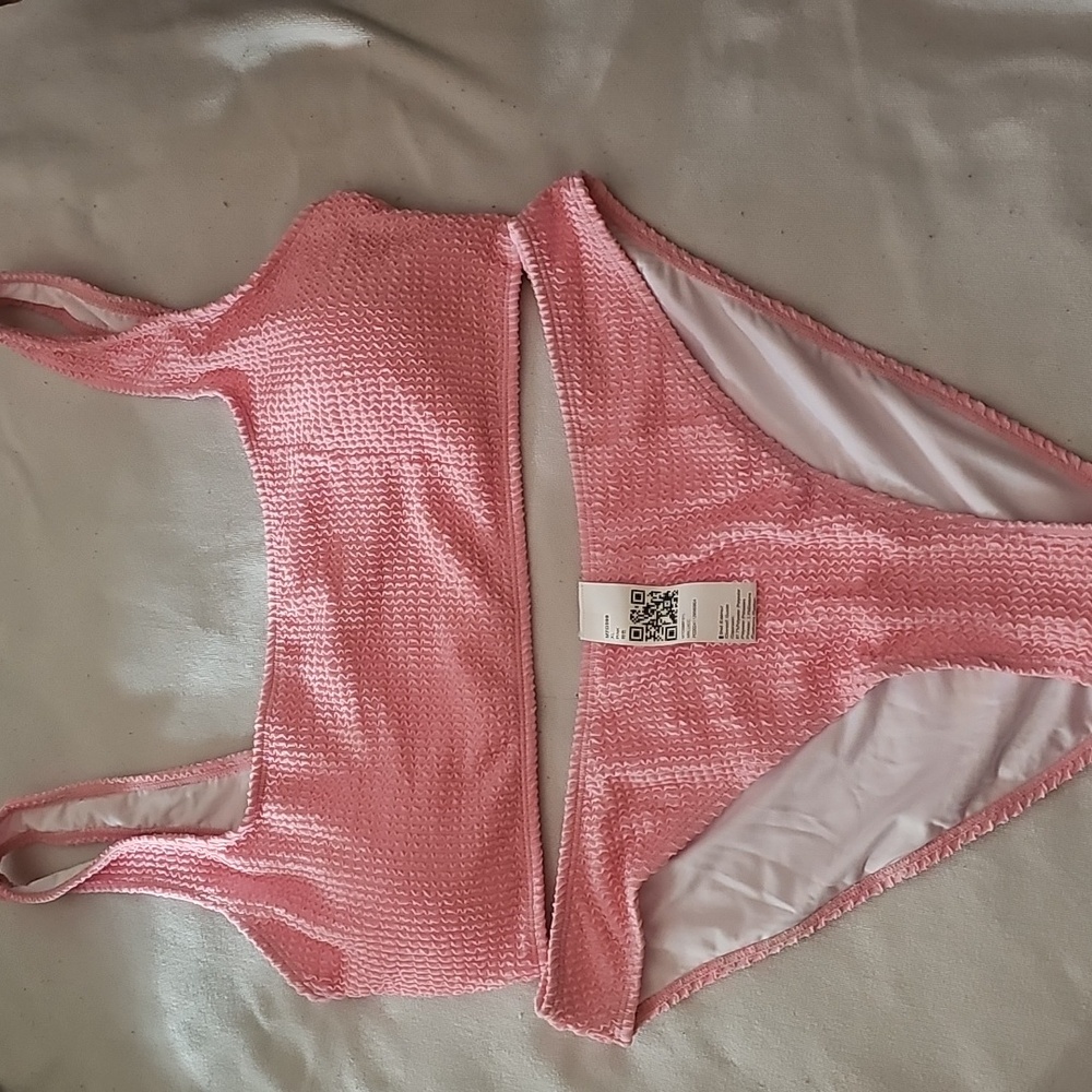 Pink Textured Bikini Set
